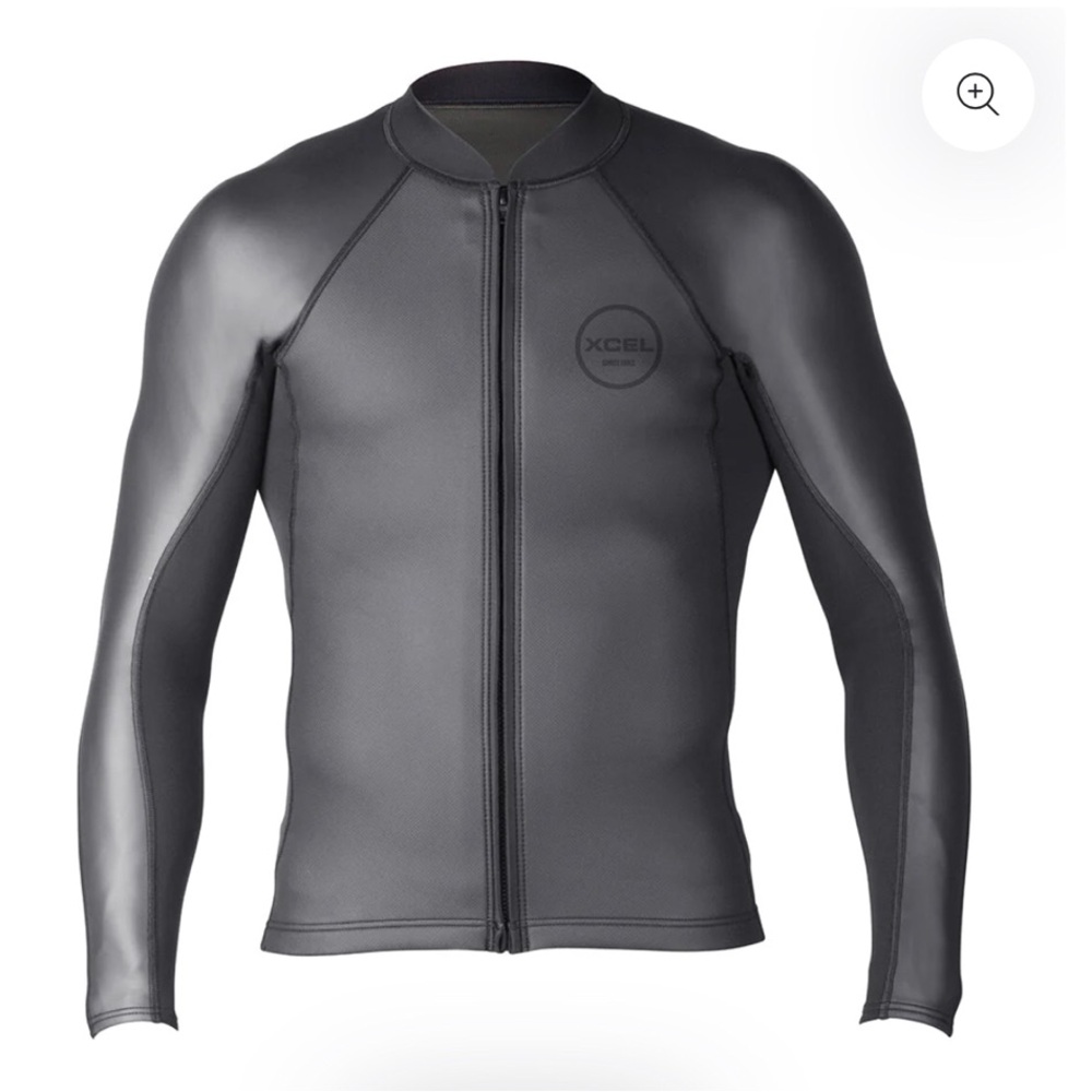 XCEL Men's Front-Zip Long Sleeve Swim Rash Guard in Black Brand New
